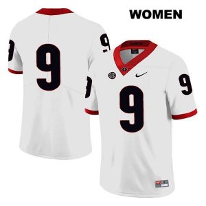 Women's Georgia Bulldogs NCAA #9 Nathan Priestley Nike Stitched White Legend Authentic No Name College Football Jersey DUM6554EJ